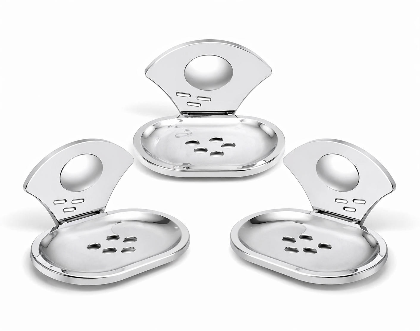 Pack of 3 wall mounted soap dish holders stainless steel bathroom organizer set