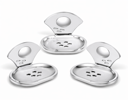 Pack of 3 wall mounted soap dish holders stainless steel bathroom organizer set