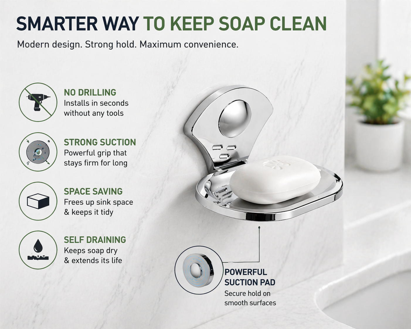 no drilling soap holder easy installation space saving bathroom accessory